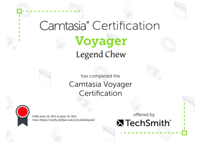 Camtasia Voyager Certification by Legend Chew